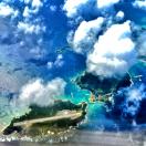 Aka, Geruma and Fukaji islands from aeroplane Aka, Geruma and Fukaji islands from aeroplane